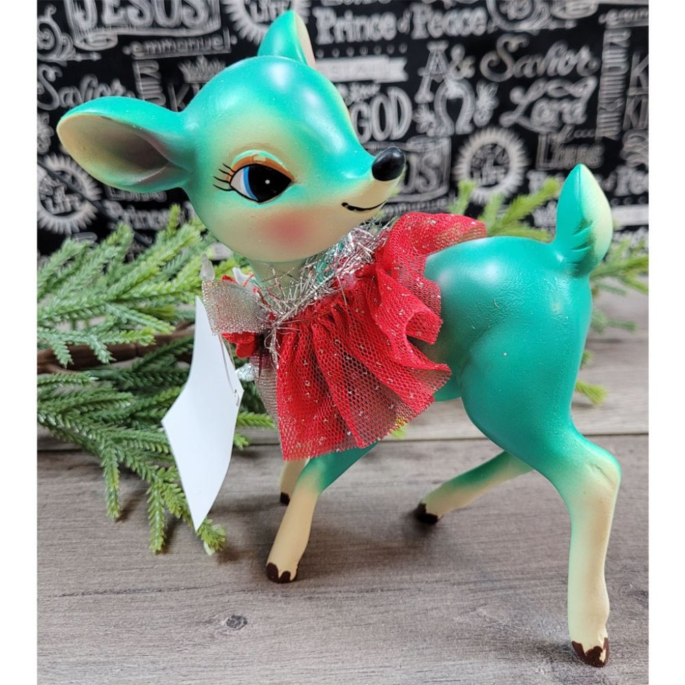 Vintage Inspired Christmas Reindeer Aqua Hobby Lobby NWT